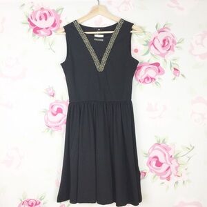 NEW H&M Black Beaded Fit and Flare Dress S